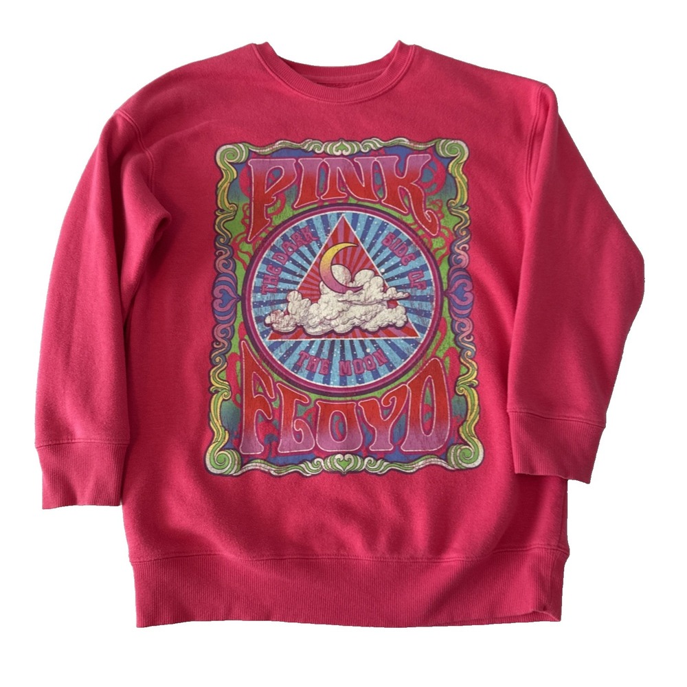 Pink Floyd Crewneck Psychedelic Dark Side of the Moon Graphic Sweatshirt Girls L